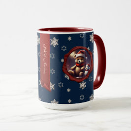 Taza Navidades Teddy Friend Banner personalizado azul