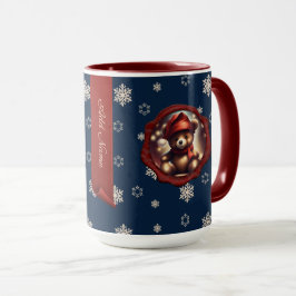 Taza Navidades Teddy Soft Banner personalizado Blue