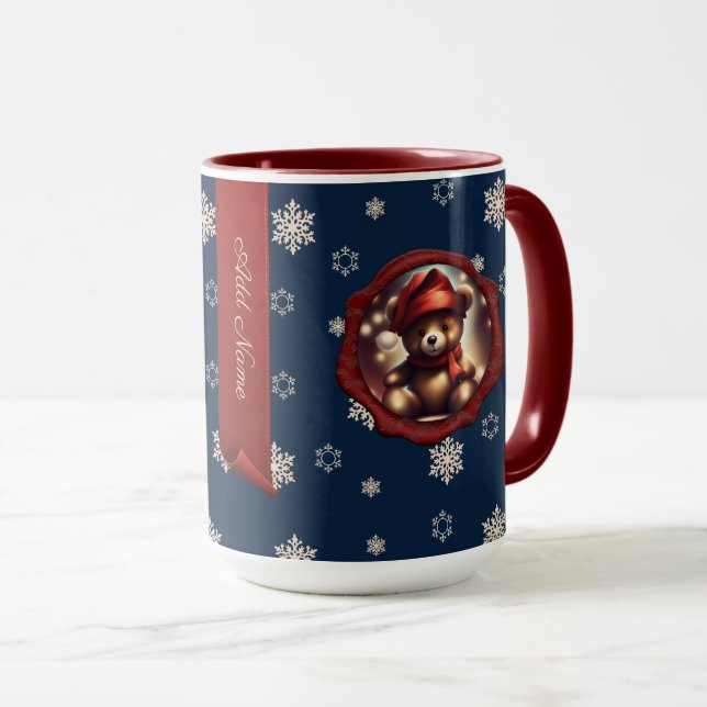 Taza Navidades Teddy Soft Banner personalizado Blue (Anverso derecho)