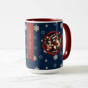 Taza Navidades Teddy Stocking Personalized Banner Blue