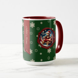 Taza Navidades Teddy Train2 Banner personalizado Green