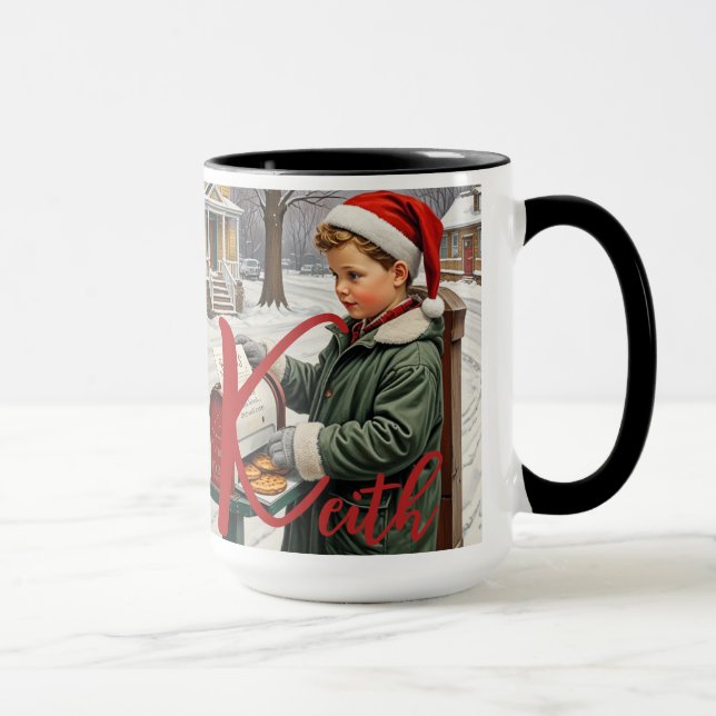 Taza Navidades Tiempo Personalizable Alfabeto Mug (Derecha)