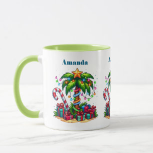 Taza Navidades tropicales arbol de palmas de vacaciones