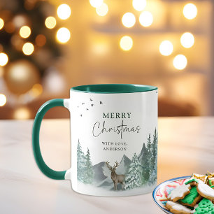 Taza Navidades Vacaciones en Pino de color de agua verd