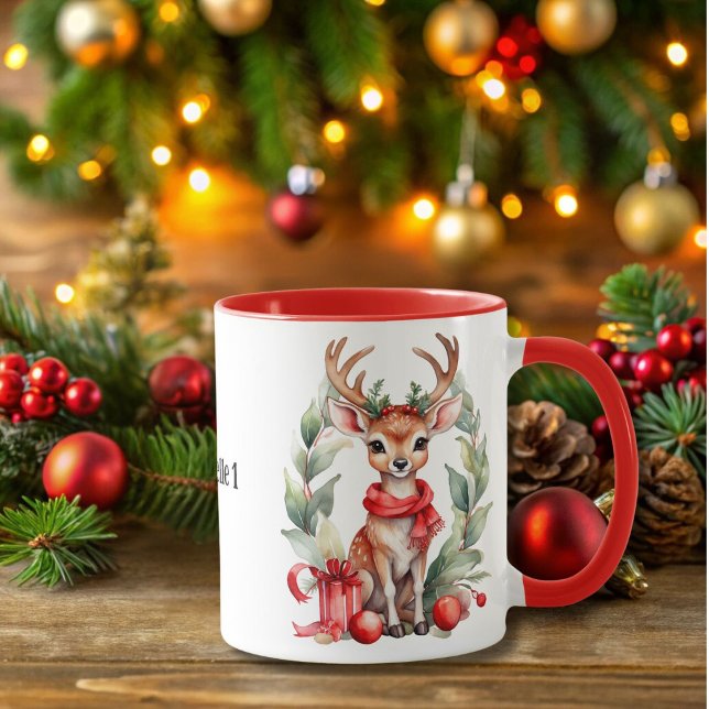 Taza Navidades venados con café rojo escarf (Subido por el creador)