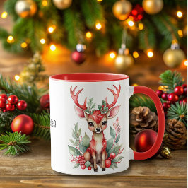 Taza Navidades venados con Holly Coffee Mug