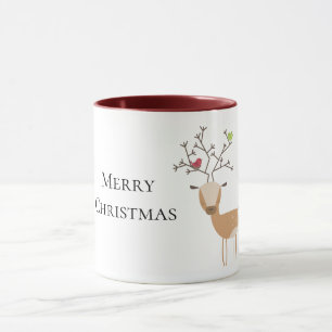 Taza Navidades venados con pájaros