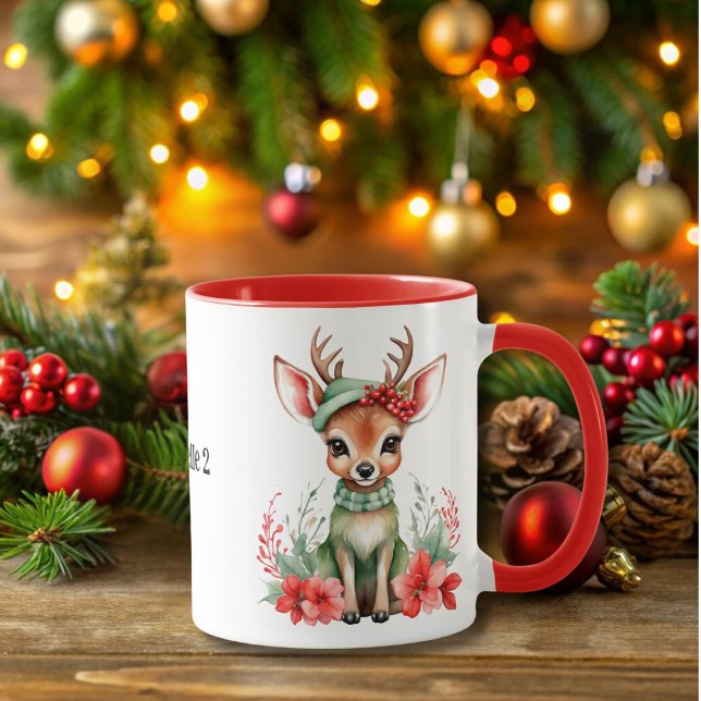 Taza Navidades venados con peluche verde Gorra (Subido por el creador)