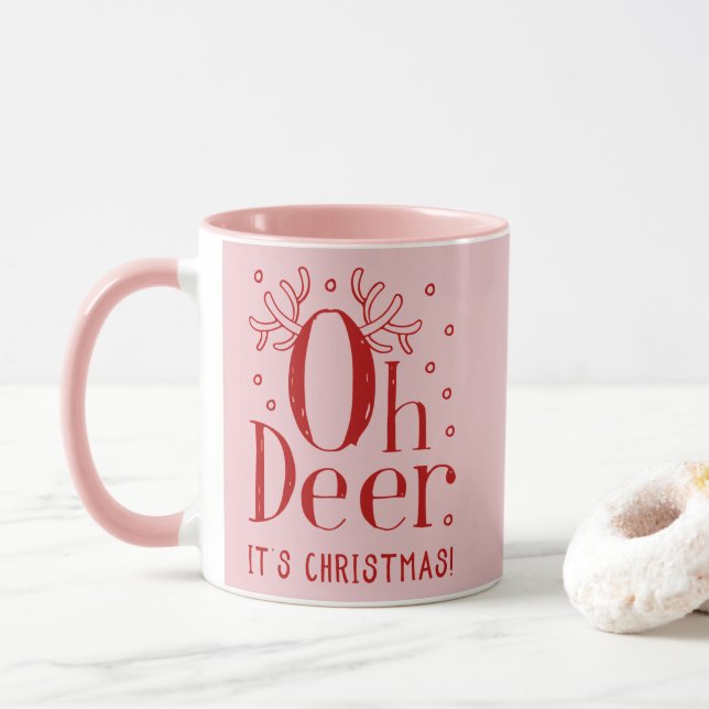 Taza Navidades venados ilustracion café tazón (Con donut)