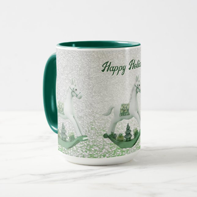 Taza Navidades verdes del caballo blanco rockero (Anverso izquierdo)