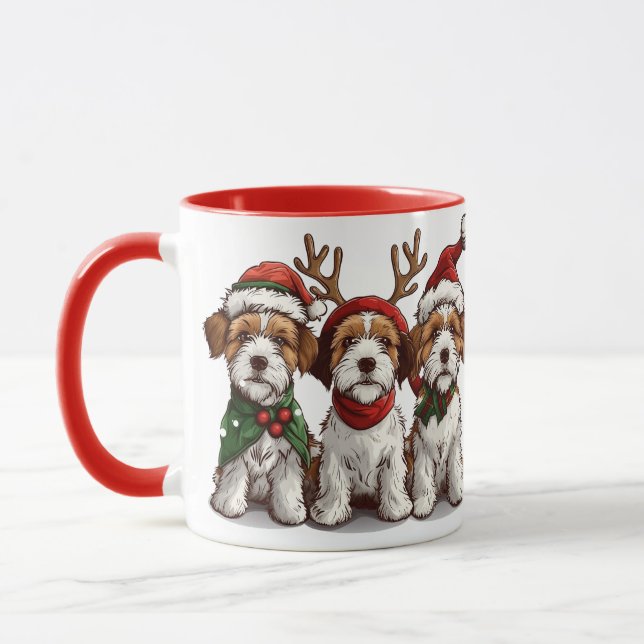 Taza Navidades Welsh Wire Fox Terrier Dogs (Izquierda)