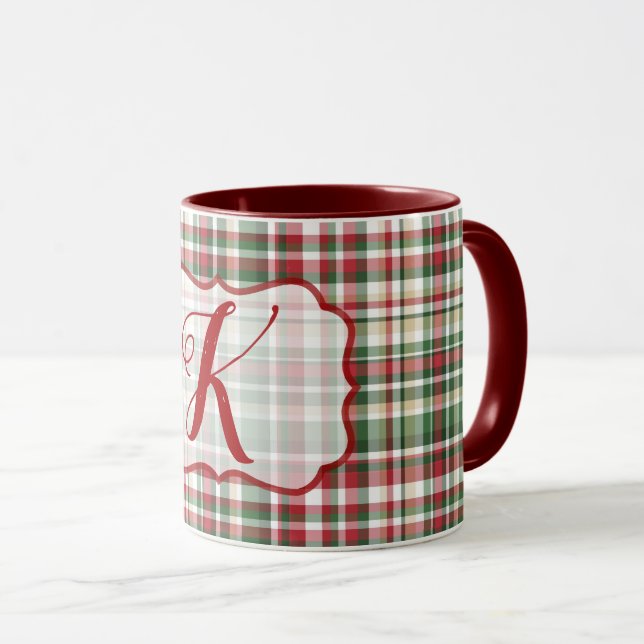Taza Navidades XMAS Plaid Tartan Red Green Coffee Mug (Anverso derecho)