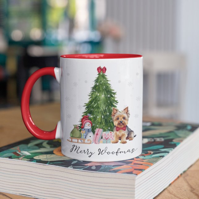 Taza Navidades Yorkie Mug Merry Woofmas Divertido amant (Personalized Dog Lover Mug - Perfect Holiday Gift. Merry Woofmas Mug. Yorkie Christmas Mug)