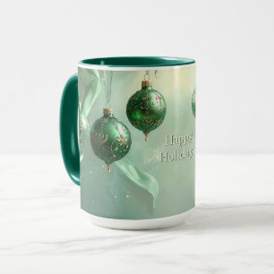 Taza Navideña Bola Verde de Navidad