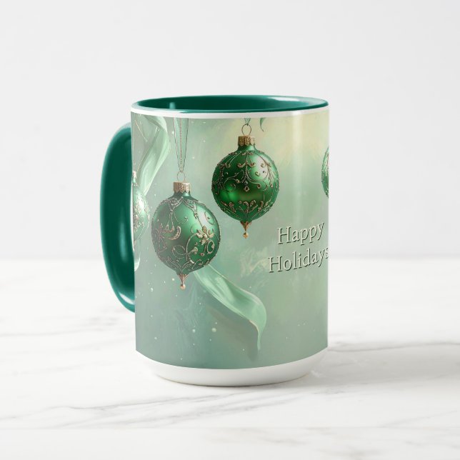 Taza Navideña Bola Verde de Navidad (Anverso izquierdo)