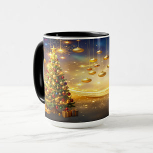 Taza Navideña con Árbol de Navidad Decorado