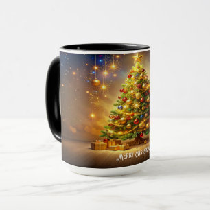 Taza Navideña con Árbol de Navidad Decorado