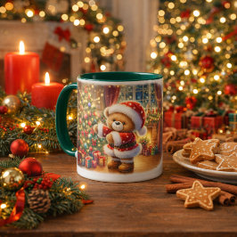 Taza navideña con un adorable osito Taza