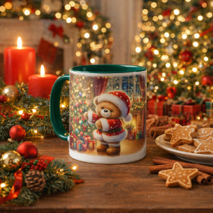 Taza navideña con un adorable osito Taza
