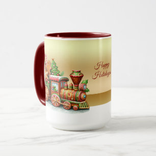 Taza Navideña de Trenes de Jengibre