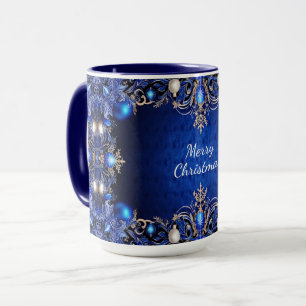 Taza Navideña Decorativa Azul