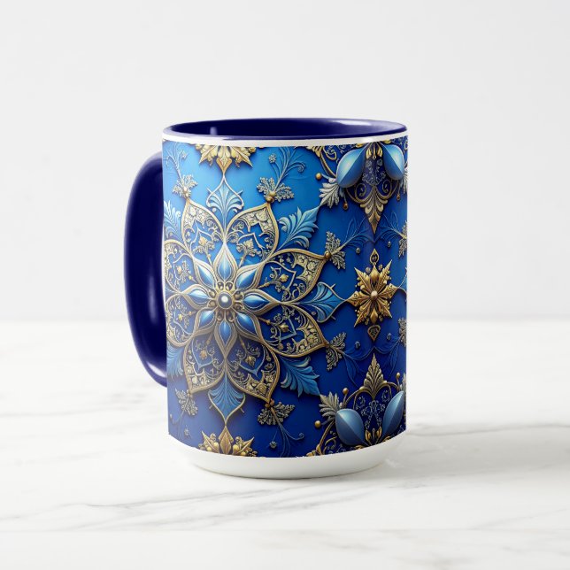 Taza Navideña Decorativa Azul (Anverso izquierdo)