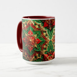Taza Navideña Decorativa Verde Roja
