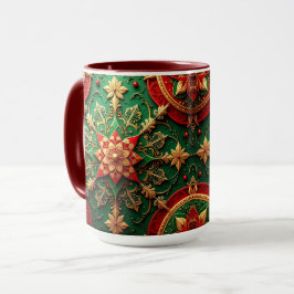 Taza Navideña Decorativa Verde Roja