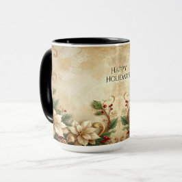 Taza Navideña Floral de Fiesta