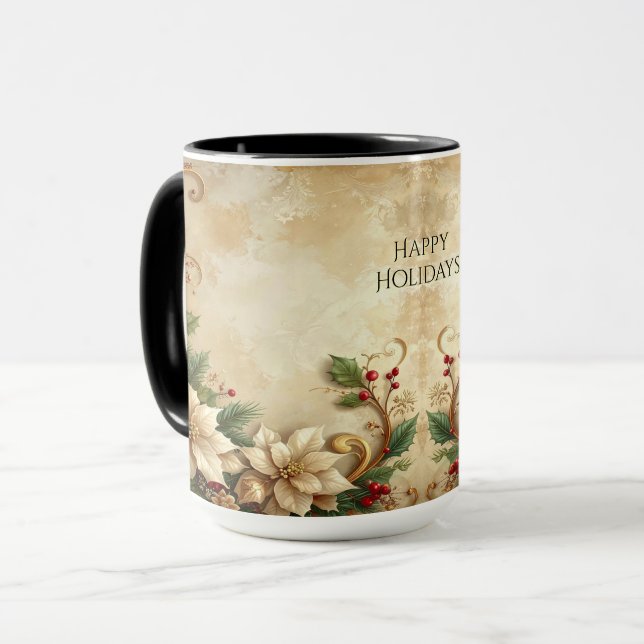 Taza Navideña Floral de Fiesta (Anverso izquierdo)