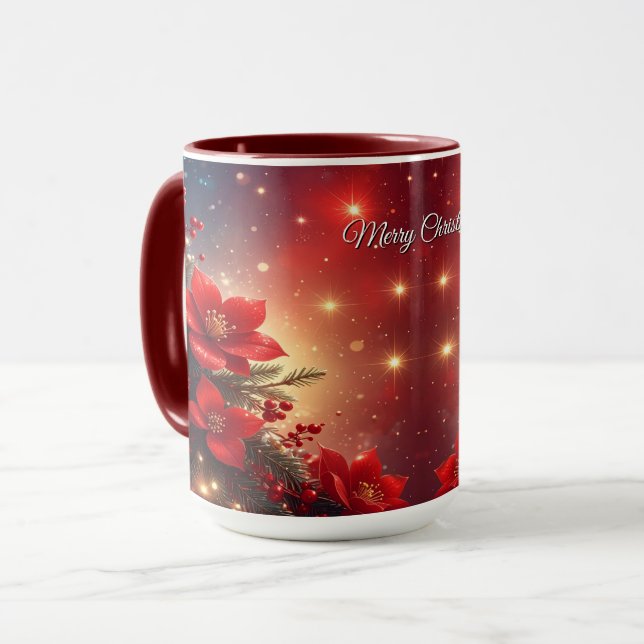 Taza Navideña Floral Roja de Fiesta (Anverso izquierdo)