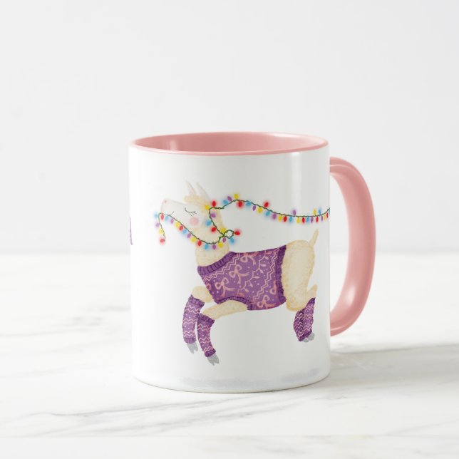 Taza navideña mono adorable Fa-la-la-la-llama (Anverso derecho)