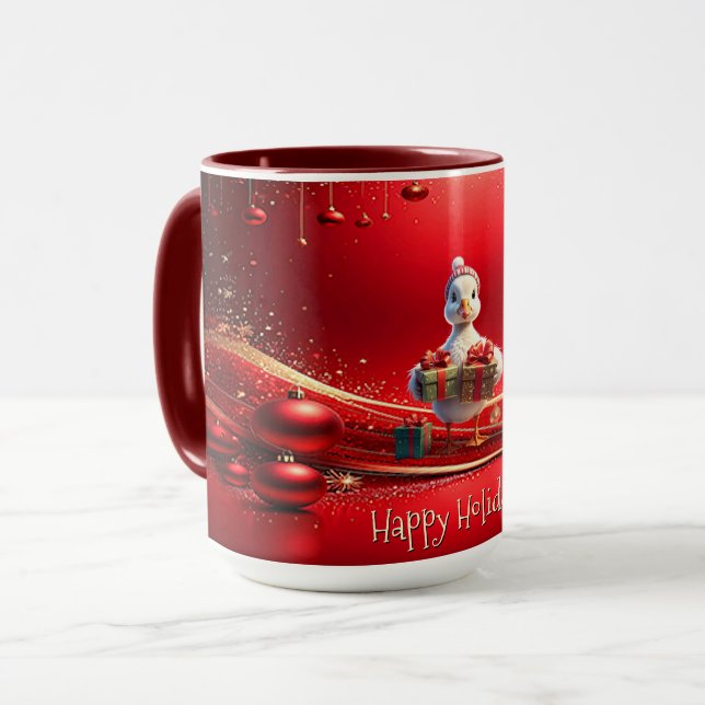 Taza Navideña Pato Adorable Fiesta (Anverso izquierdo)