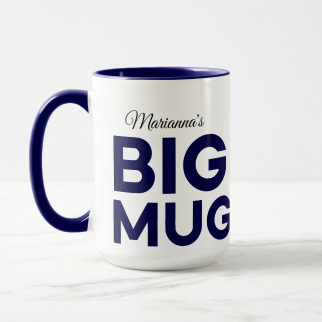 Taza Navy Big Mug | Enorme Mug | Nombre personalizado d (Izquierda)