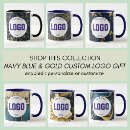 Taza Navy Blue and Gold Modern Boho Custom Logo Mug
