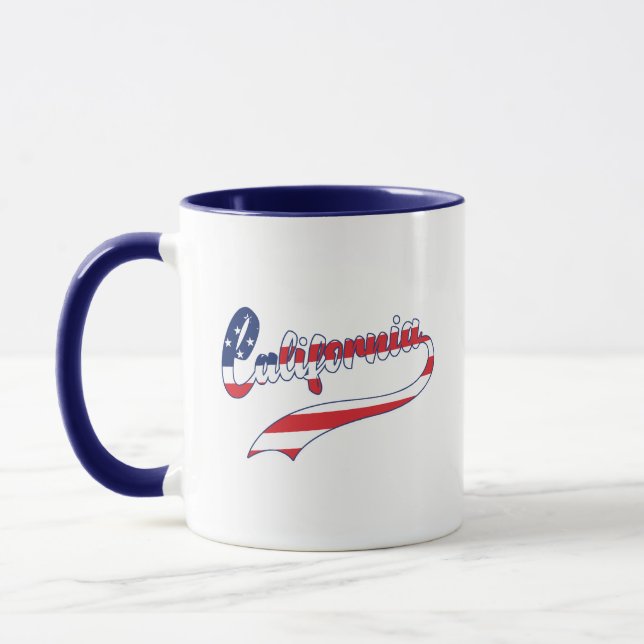 Taza Navy Blue California Bandera de Estados Unidos Rel (Izquierda)