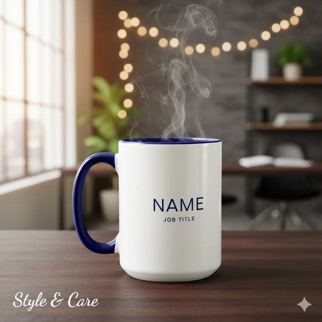 Taza Navy Blue Combo Mug Styled With Custom Name Print (Navy Blue Combo Mug Styled With Custom Name Print Art)