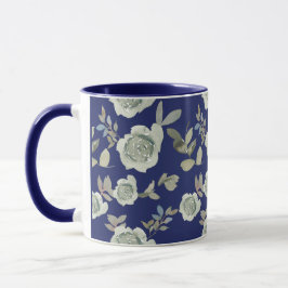 Taza Navy Blue Floral Mug