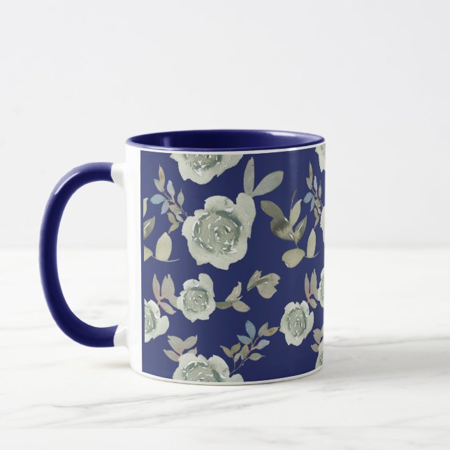 Taza Navy Blue Floral Mug (Izquierda)