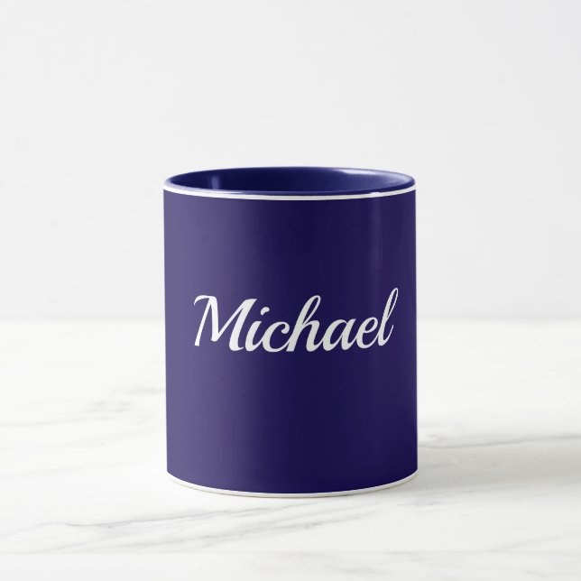 Taza Navy Blue Template, White Text, Customizable, (Centro)
