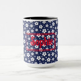 Taza Navy White Daisies Mug