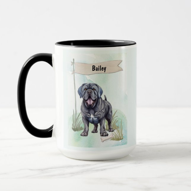 Taza Neapolitan Mastiff Watercolor Personalized Dog (Izquierda)