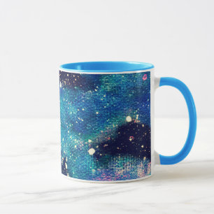 Taza Nebulosa verde azulada y estrellas