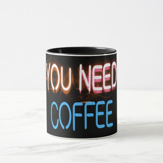 Taza Necesitas café, Caffine Neon Rótulo (Centro)