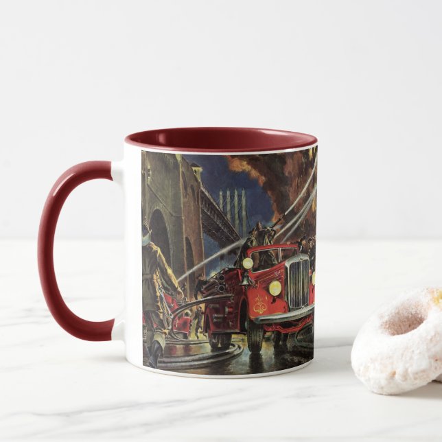 Taza Negocio vintage, bomberos bomberos camiones de bom (Con donut)