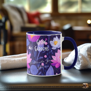 Taza Negocios para Glow Gardens - Purple Lotus y Floral