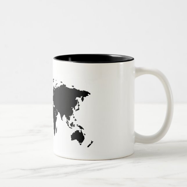 Taza negra básica del mapa del mundo (Derecha)