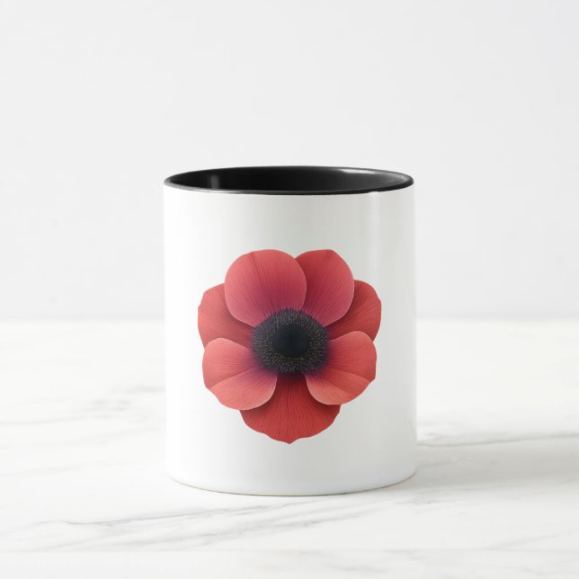 Taza negra combinada - Flor de Anemone (Centro)