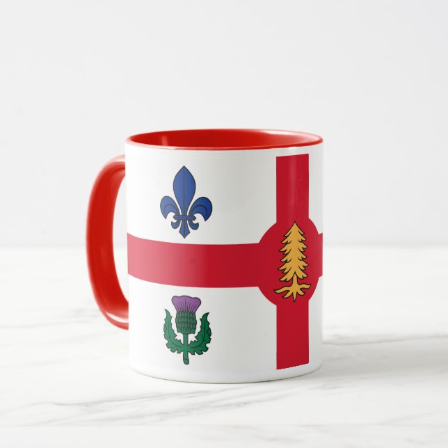 Taza negra combo con la bandera de Montreal, Quebe (Anverso izquierdo)