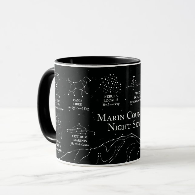 Taza negra de 11 oz Marin County Night Sky (Anverso izquierdo)